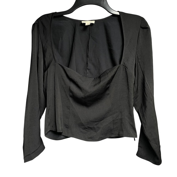 Nordstrom Tops - Open Edit Black Long Sleeve Sweetheart Neckline Blouse‎ Top Size S